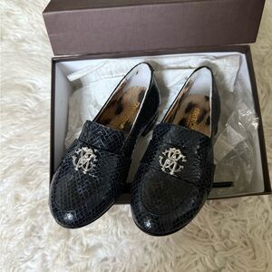 Black Textured Loafers